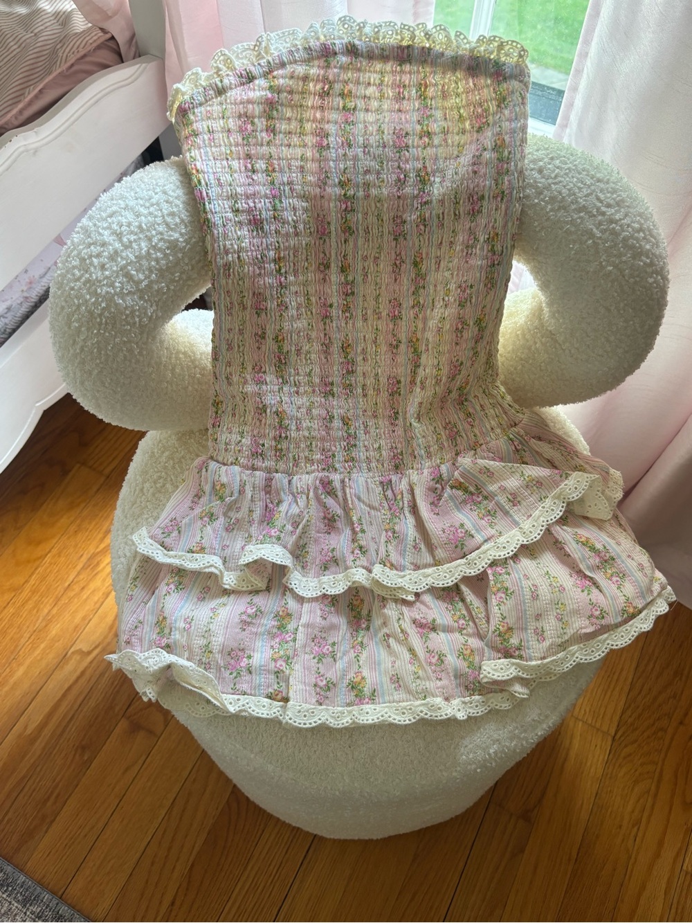 Girls Katie J NYC straplessPink Floral Ruffled Sundress- M